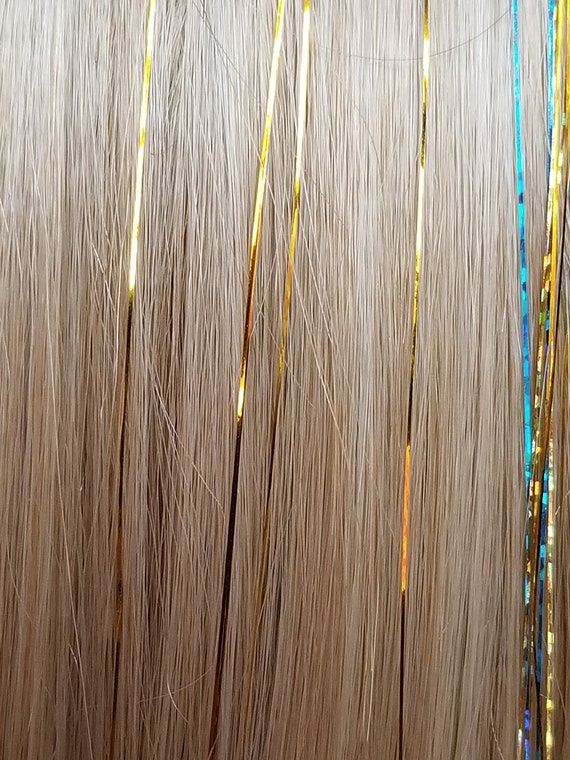 40 Hair Tinsel 100 Strands Shiny Yellow Gold