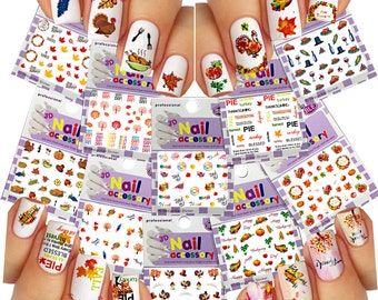 Nail Art 3D Stickers Thanksgiving Collection, 10-Pack /EE-IV/