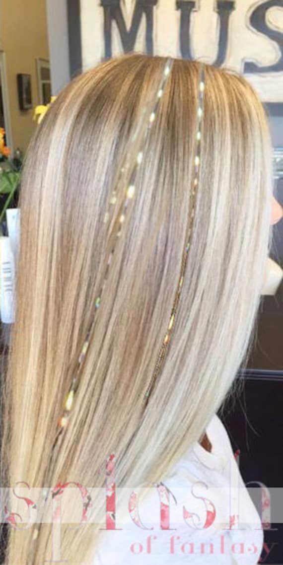 20 Or 40 Hair Tinsel 100 Strands Sparkling Gold