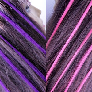 18 inch Micro Rings Loop Human Hair Extensions /10 Strands/ Pink or Purple