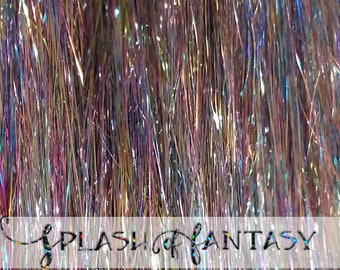 40" Hair Tinsel 100 Strands - Shiny Pastel Rainbow