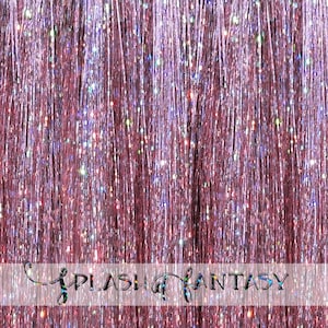 40&quot; Hair Tinsel 100 Strands - Sparkling Mauve Mist