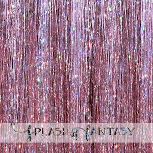 40" Hair Tinsel 100 Strands - Sparkling Mauve Mist