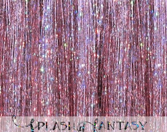 40" Hair Tinsel 100 Strands - Sparkling Mauve Mist