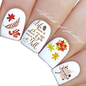 Nail Art Water Slide Tattoo Decals Fall Into Fun - Etsy