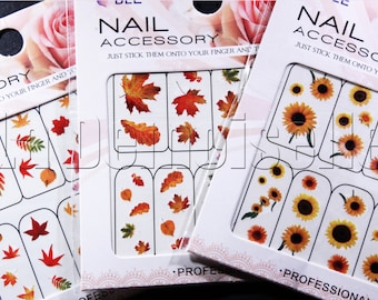 Nail Art Water Transfer - Autumn Leaves x 3