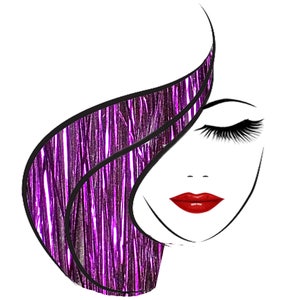 40 Hair Tinsel 100 Strands Shiny Purple image 3