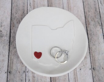 Ring Dish, Ring Holder, wedding, Ohio Ring Dish, State Ring Dish, Ring Bearer Bowl, Custom Ring Dish, Custom Ring holder