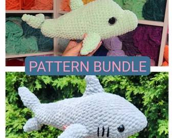 Dolphin and Shark Bundle Crochet Pattern, Amigurumi
