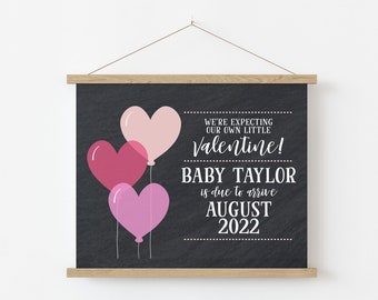 Valentine Pregnancy Announcement Printable - Printable Pregnancy Announcement Sign - Valentine's Day Pregnancy Announcement