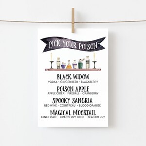 Halloween Bar Sign Download,  Pick Your Poison Drink Menu