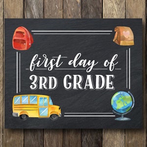 First Day of 3rd Grade Sign Printable Third Grade First Day - Etsy