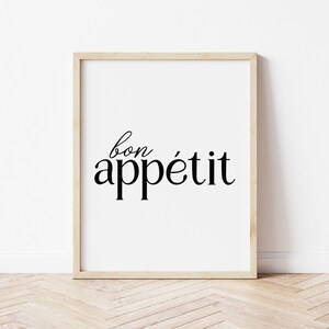Bon Appetit Print Instant Download, Dining Room Wall Art Print, Kitchen Art Digital, Bon Appétit Sign Printable, 4x6 5x7 8x10 11x14 16x20