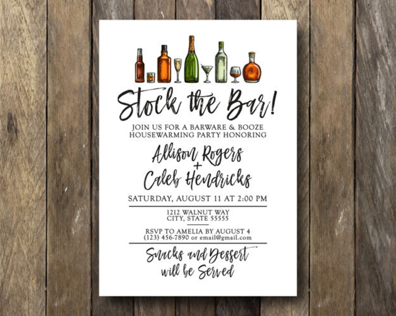 Stock the Bar Housewarming Invitation Printable Stock the Etsy