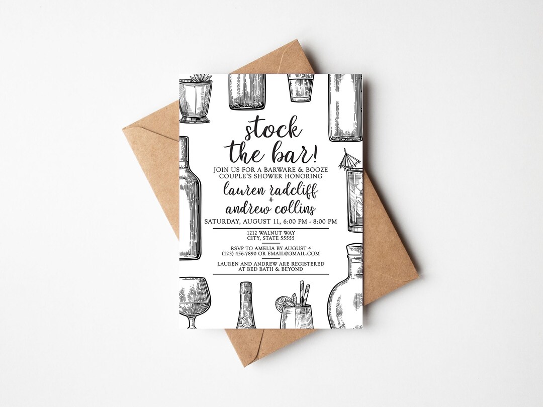 Stock the Bar Housewarming Invitation Printable, Housewarming Invite