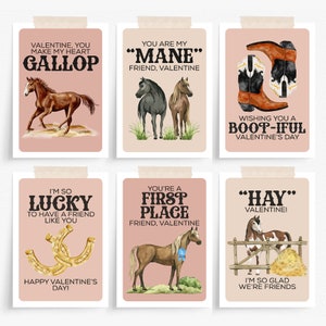 Horse Valentine Cards Printable, Cowgirl Valentines Card Download, Horse Valentines for Kids, Western Valentine Card Print at Home