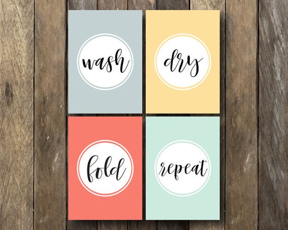 Laundry Room Printables Wash Dry Fold Repeat Laundry Room | Etsy