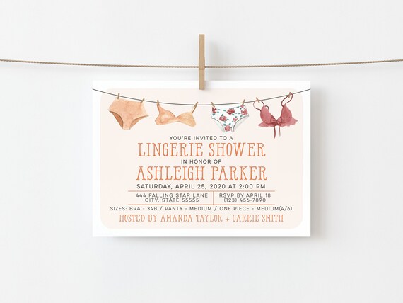Lingerie Shower Invitation Printable Lingerie Bridal Shower | Etsy