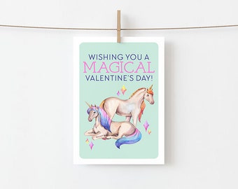Unicorn Valentine Cards Printable - Digital Download Valentine's Day Cards - Magical Valentine's Day Card Instant Download Printable