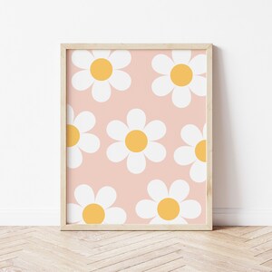 Daisy Print Download - Boho Hippie Girls Room Art - Daisy Nursery Printables - Retro Flower Wall Art - Daisies Nursery