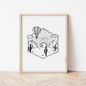 Desert Printable Wall Art - Desert Print Black and White - Desert Nursery Prints - Desert Landscape Printable Download - 5x7 8x10 12x16