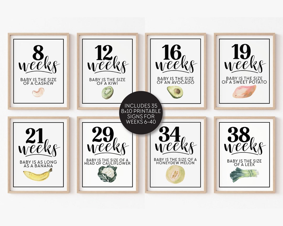 Pregnancy Week by Week - 8x10 Pregnancy Weeks Milestone Sign Printable ...