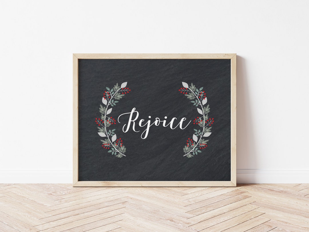Christmas Printable Wall Art Rejoice Print Christmas Chalkboard ...