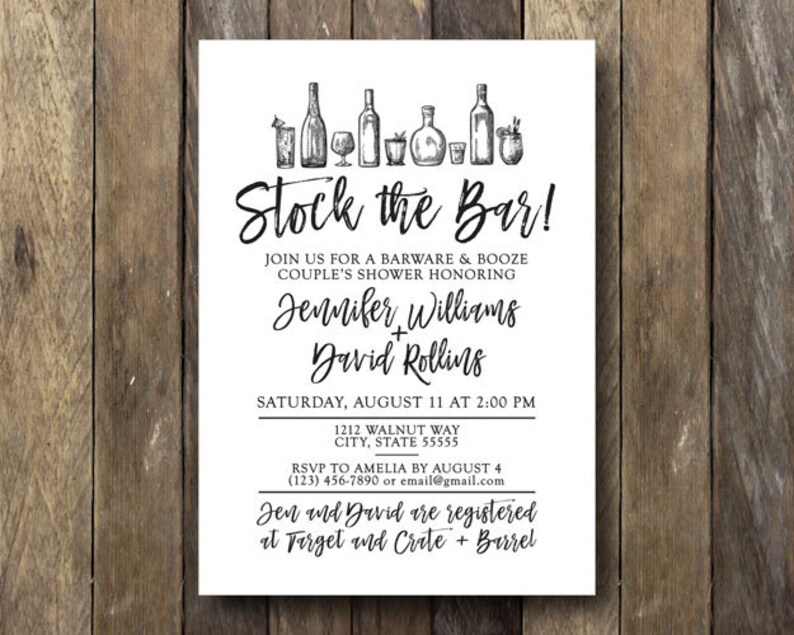 Stock the Bar Invitation Printable Barware and Booze Invite Etsy