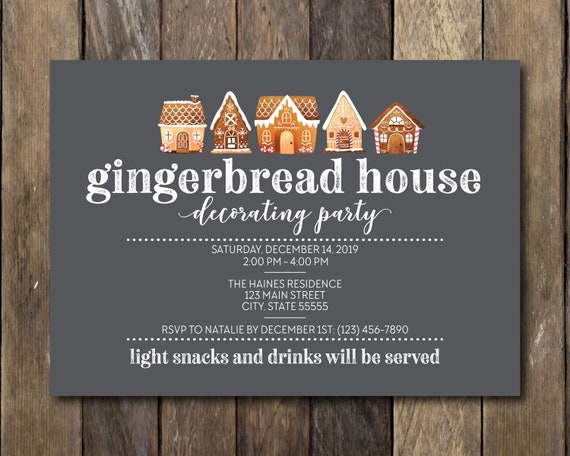 Gingerbread House Invitation Gingerbread House Decorating | Etsy