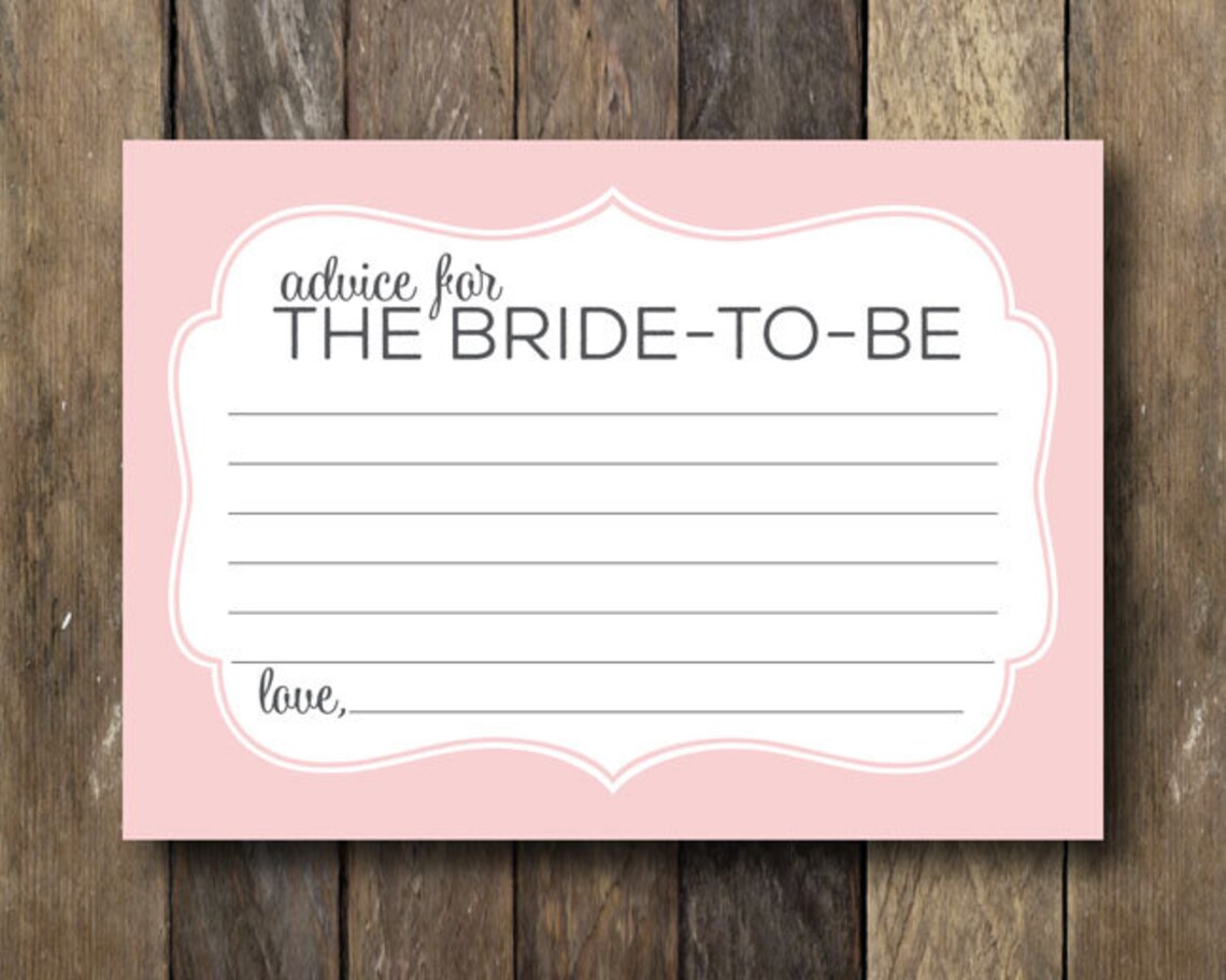 Advice for the Bride Card Printable Printable Advice for the | Etsy