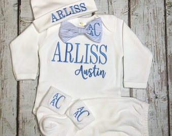 New Baby Cardigan Bodysuit Bow Tie w Suspender Bodysuit /& Newsboy Hat Pants Newborn Baby Boy Coming Home Outfit Baby Shower Gift Mint