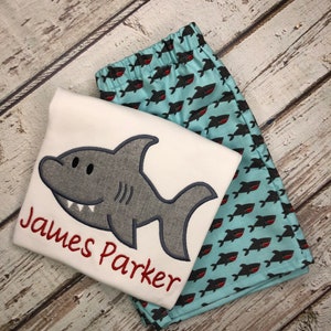 Personalized Applique Shark Shirt & Shorts Set