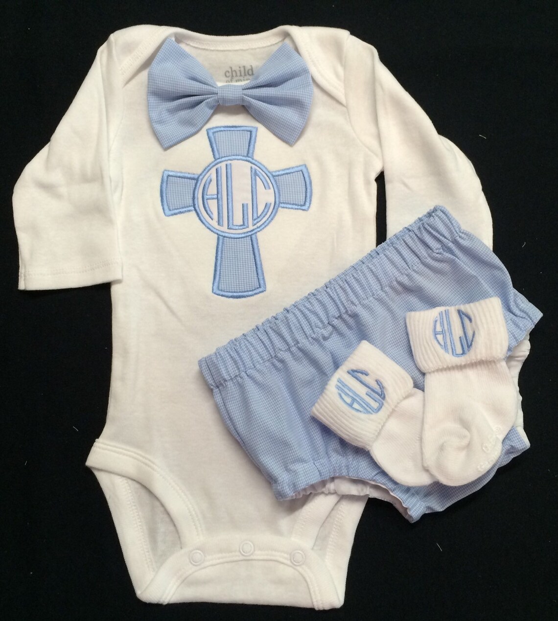 Baby Boy Cross Monogrammed 5piece Dedication Easter Outfit Etsy