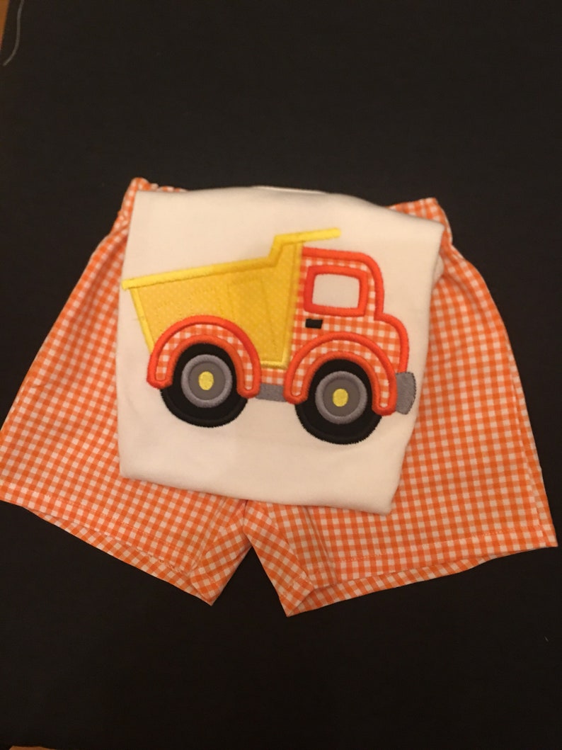 Baby Boy Appliqued Dump Truck Shirt and Shorts Set Toddler Boy Etsy
