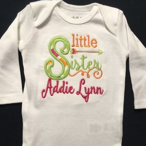 Big Brother Little Sister Matching Sibling Outfits Big Brother Applique Shirt Little Sister Applique Bodysuit Big Sister Little Brother image 4