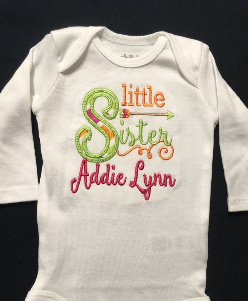 Big Brother Little Sister Matching Sibling Outfits Big Brother Applique Shirt Little Sister Applique Bodysuit Big Sister Little Brother image 4