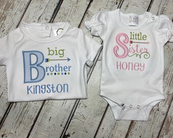 Matching Sibling Outfits: Big Brother Shirt, Little Sister Bodysuit