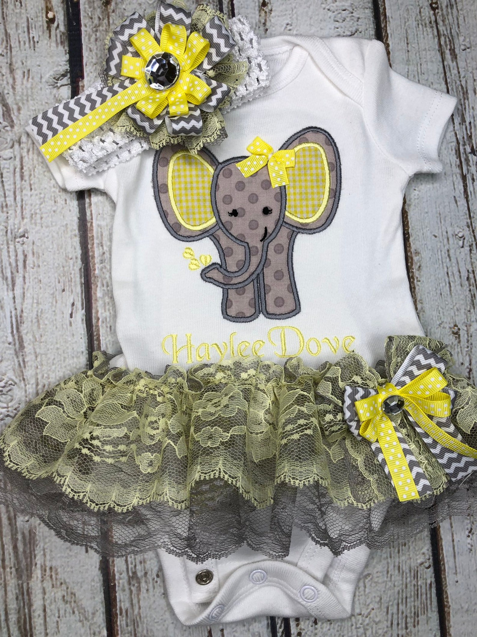 Baby Girl Clothes Elephant Monogrammed Bodysuit Appliqued Etsy