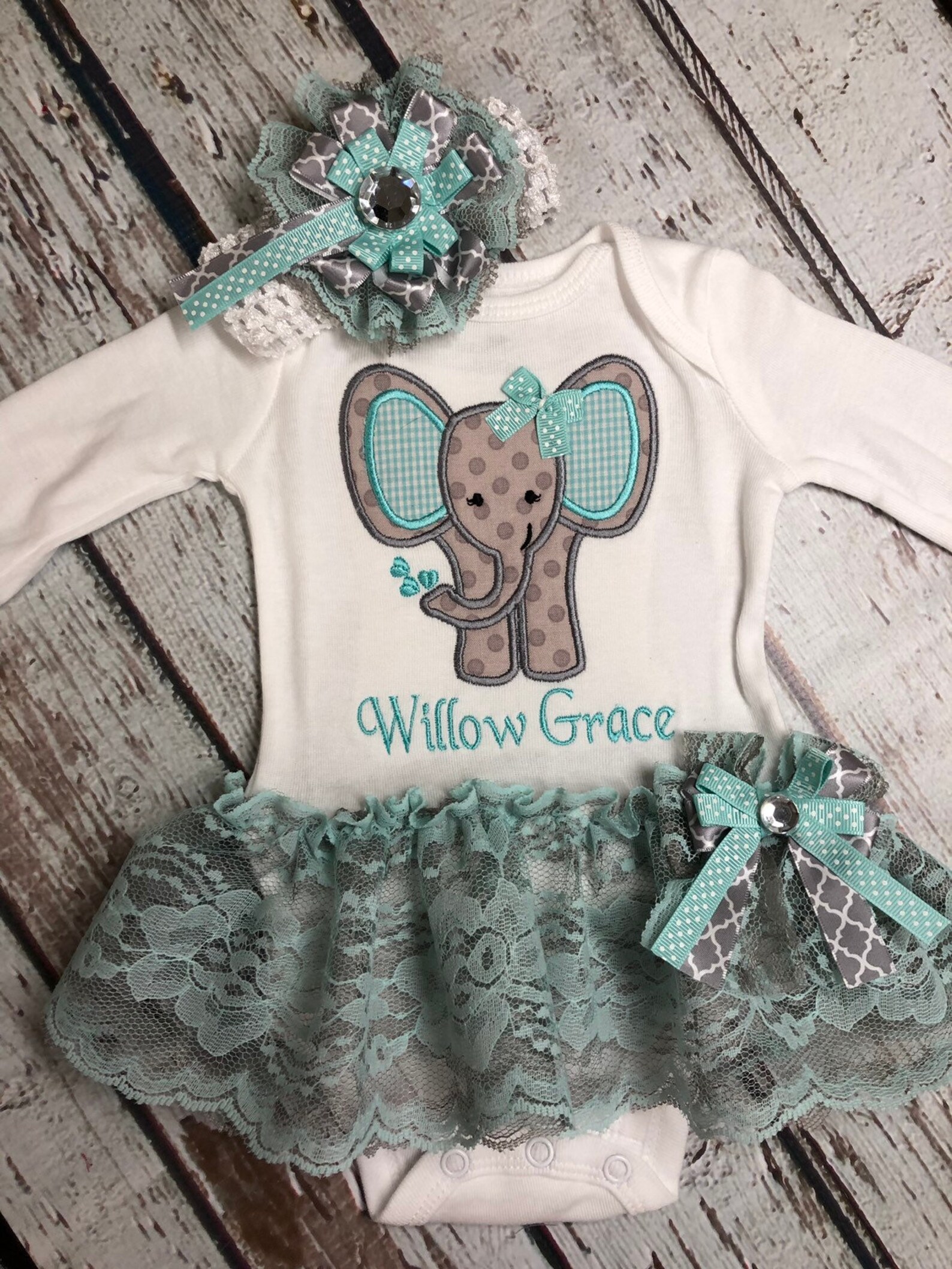 Baby Girl Clothes Elephant Monogrammed Bodysuit Appliqued Etsy