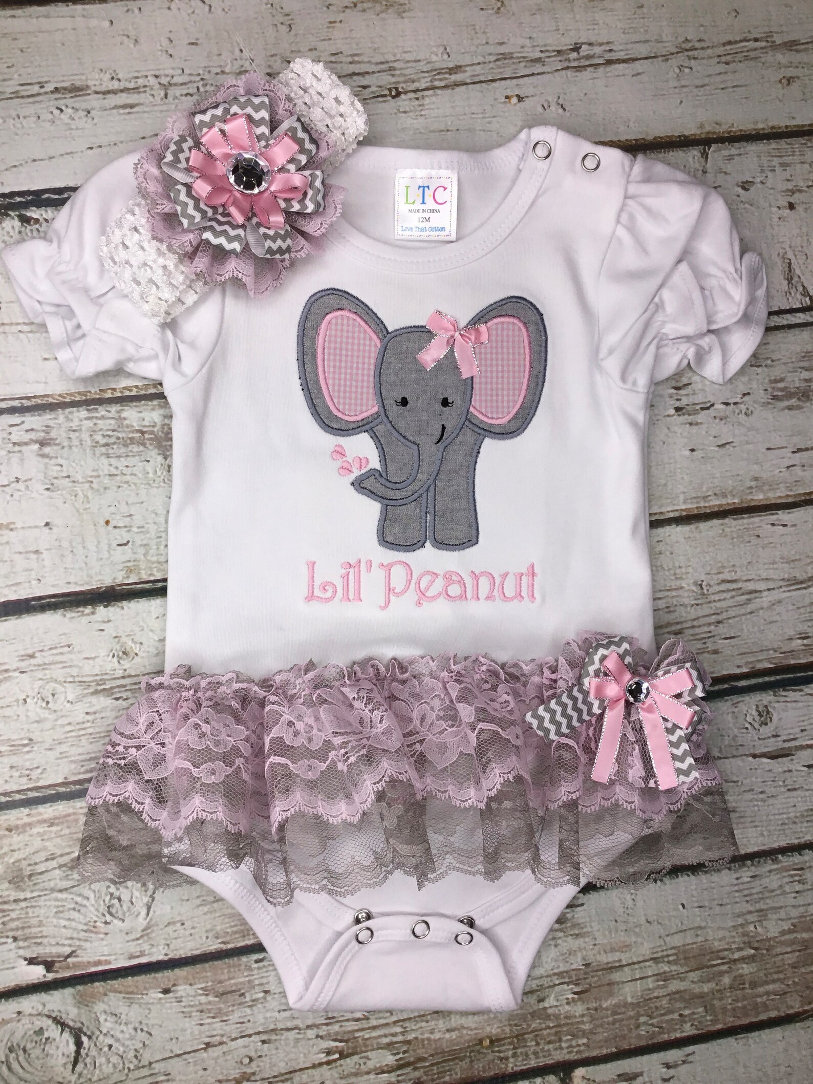 Baby Girl Clothes Elephant Monogrammed Bodysuit Appliqued Etsy