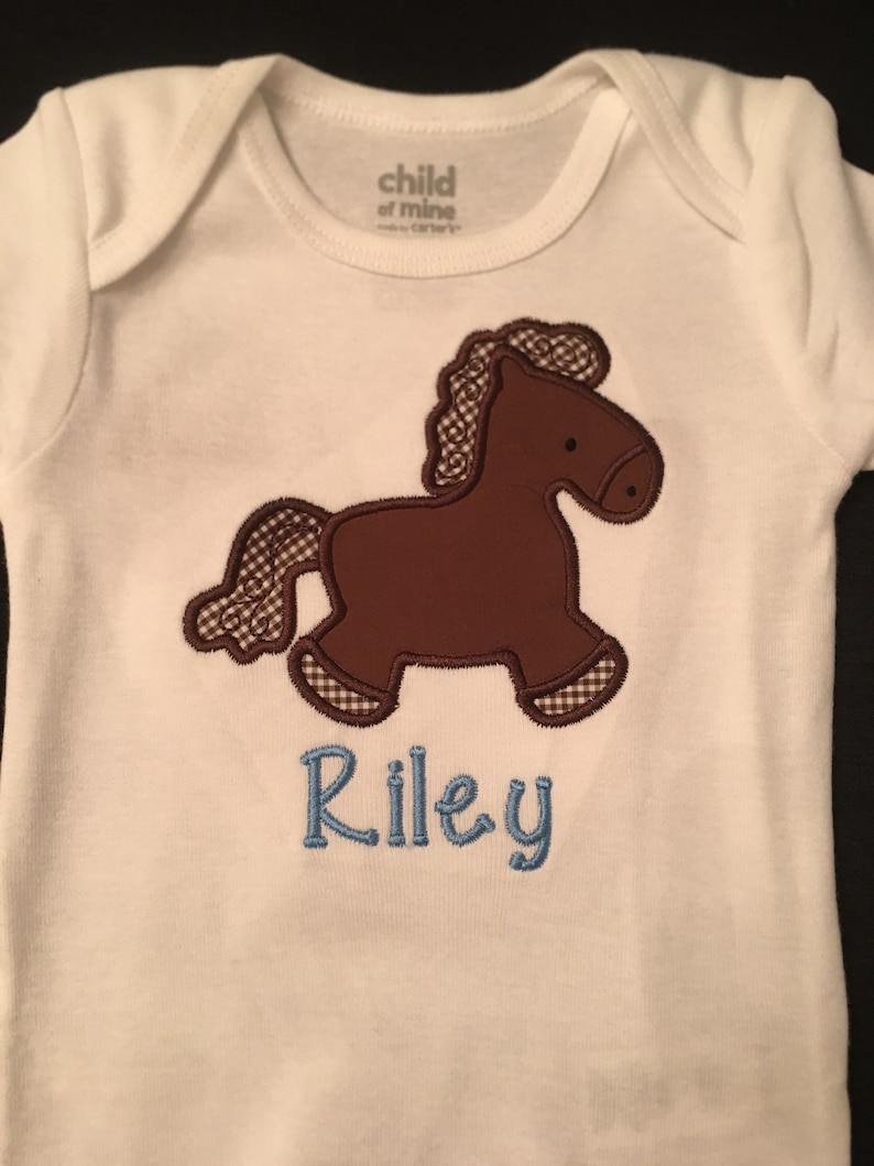 Baby Girl Clothes Appliqued Horse Bodysuit Matching Diaper Etsy