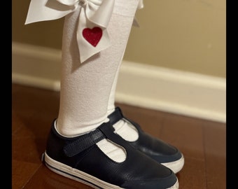 Baby Girl Ribbon Knee Socks Toddler Monogrammed knee Socks Easter Socks Bunny Socks Heart Socks Birthday Personalized Socks