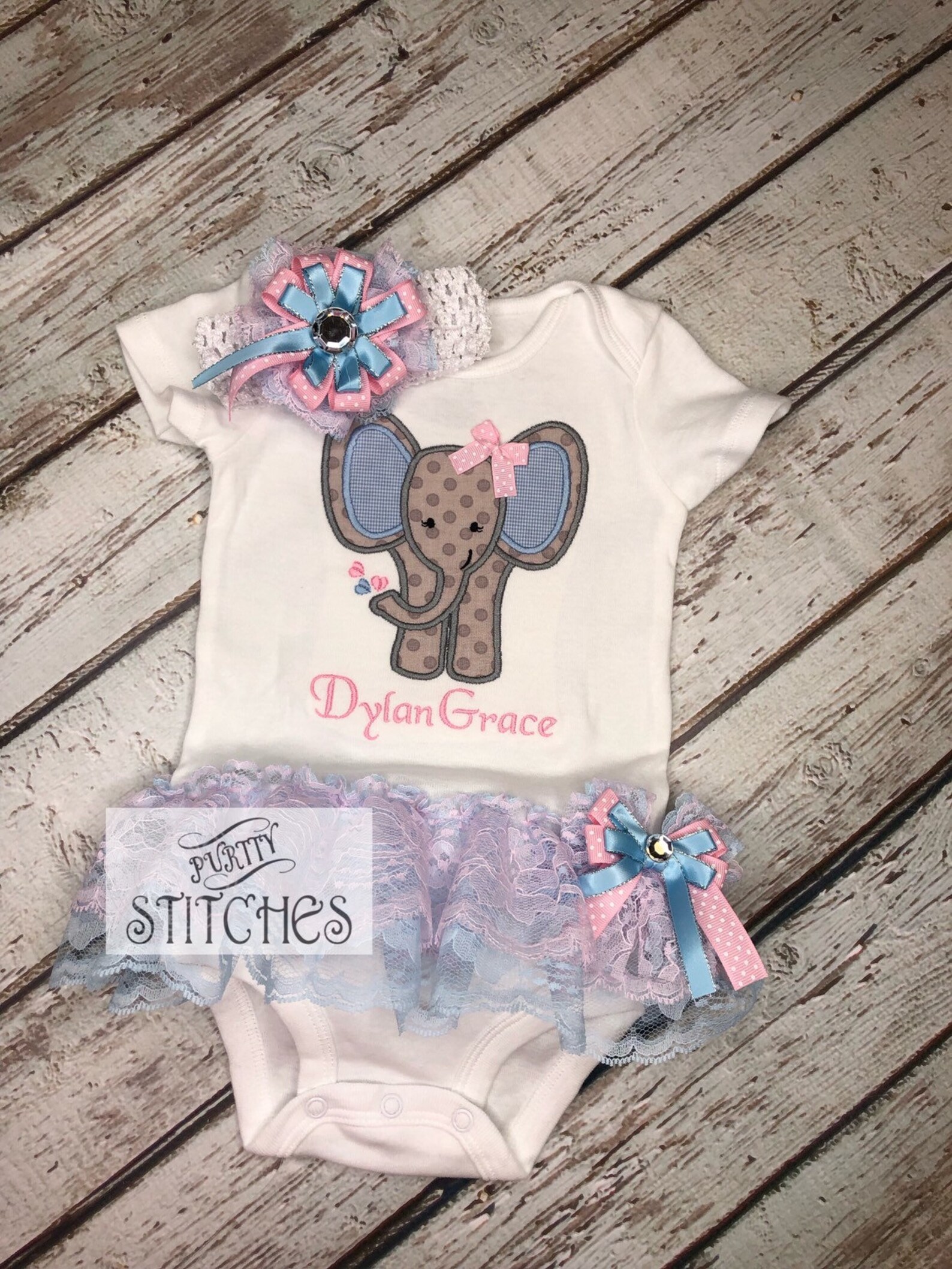 Baby Girl Clothes Elephant Monogrammed Bodysuit Appliqued Etsy