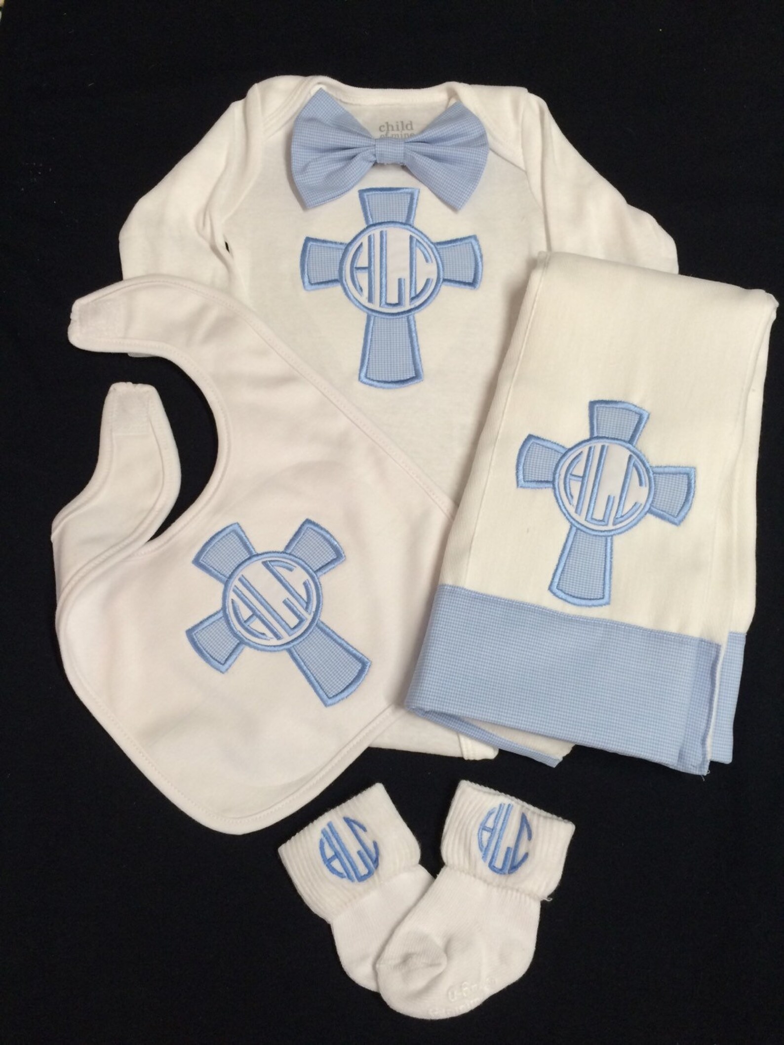 Baby Boy Cross Monogrammed 5piece Dedication Easter Outfit Etsy