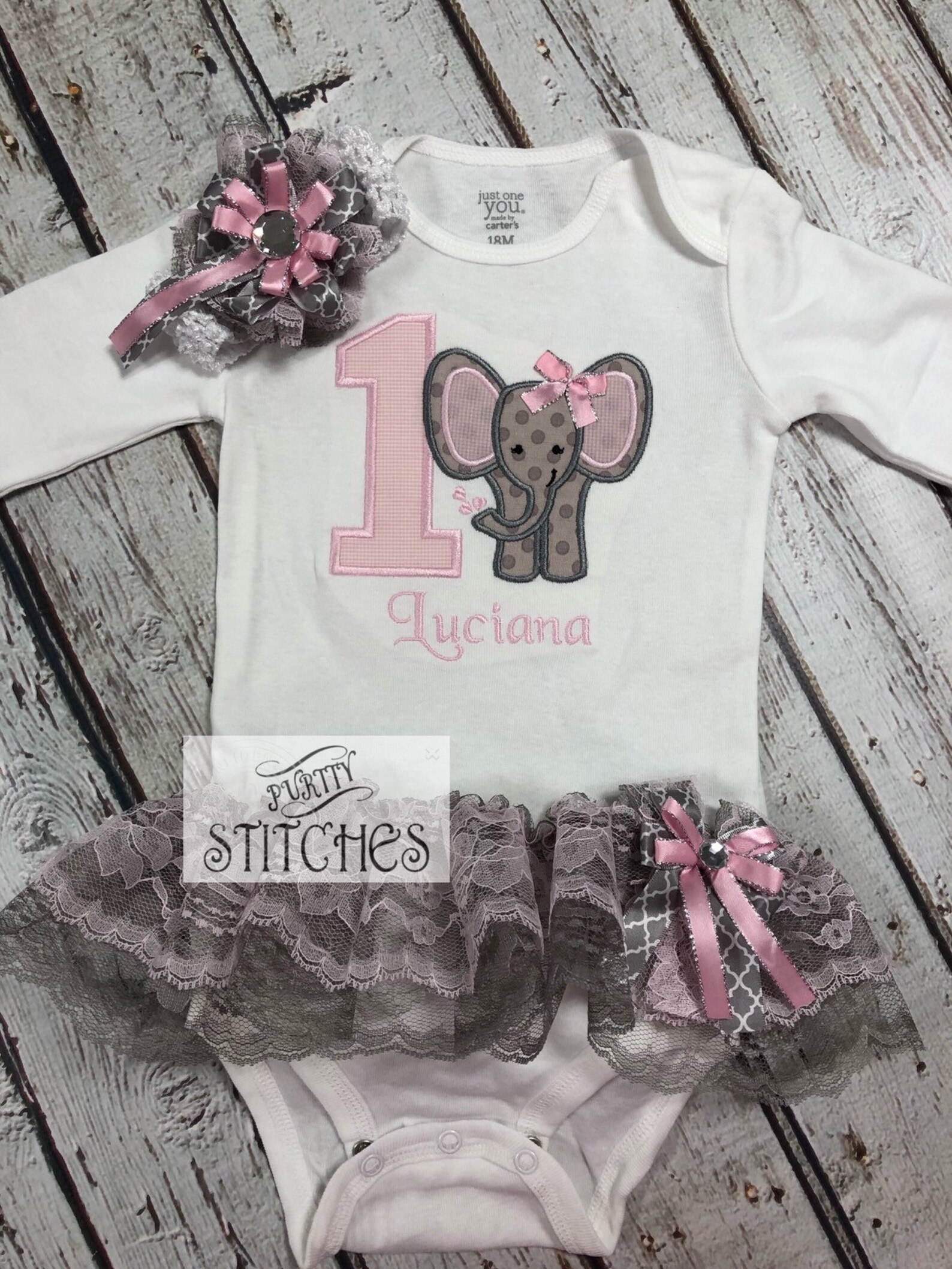 Baby Girl Clothes Elephant Monogrammed Bodysuit Appliqued Etsy