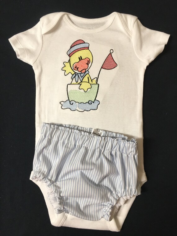 Newborn Baby Boy Duck Embroidered Outfit Appliqued Baby Etsy