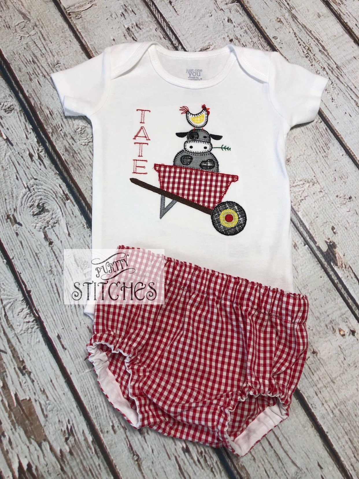 Baby Boy Farm Shirt Farm Animal Embroidery Bodysuit Baby Boy Etsy