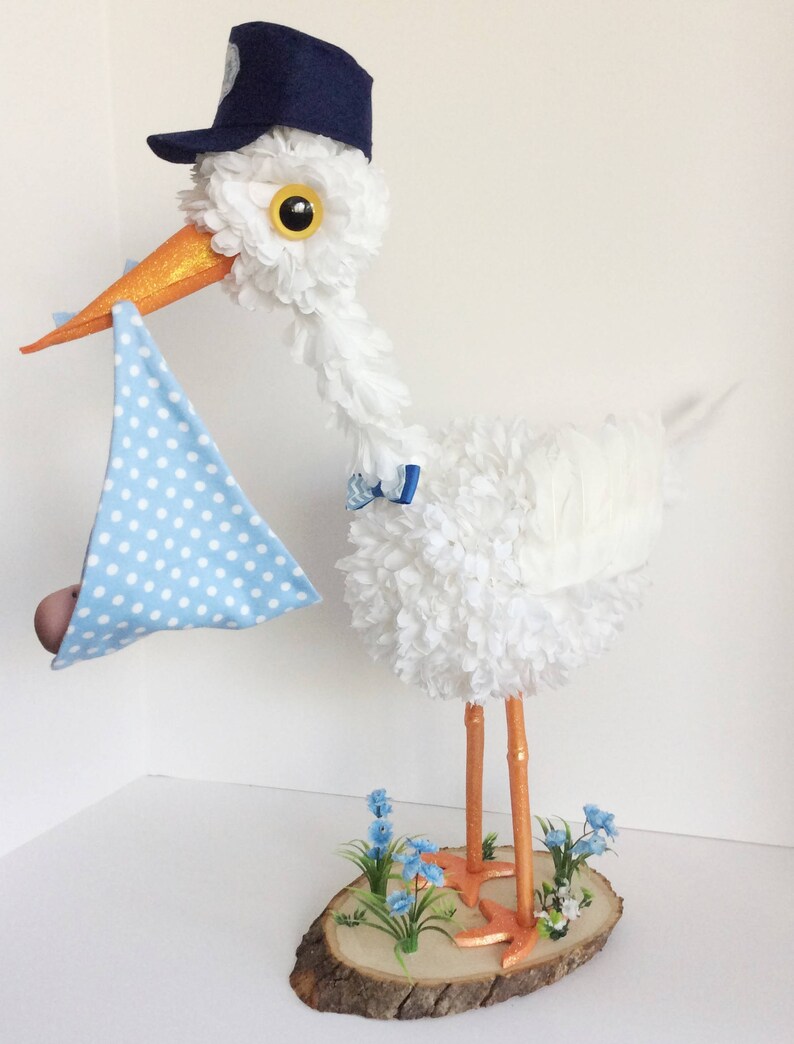 Stork Centerpiece Baby Boy Stork Centerpiece Unique Baby Shower Centerpiece Welcome Baby Home Decoration Baby Shower Decoration