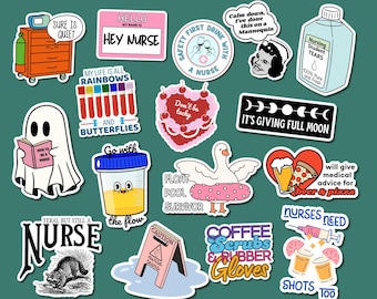 Sticker-Bundle mit Krankenschwester-Humor (PNG), Halloween-Geschenkidee mit Geistermotiven für Krankenschwestern, digitaler Download für Cricut und GoodNotes