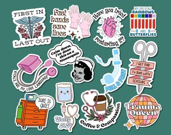 Sticker-Set für Intensivpflegekräfte (PNG), lustiges Geschenk für Intensivpflegekräfte, digitaler Download für Cricut und GoodNotes